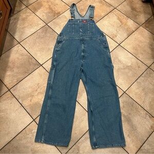 Dickies Men's‎ Denim Bib Overalls Blue Size L Straight Leg 36x30 Carpenter